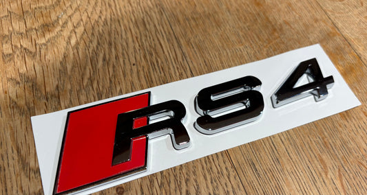 Audi RS4 Chrome Rear Boot Badge Emblem | Replacement Lettering | B7 B8 B9 (8E 8K 8W) 2006–Present