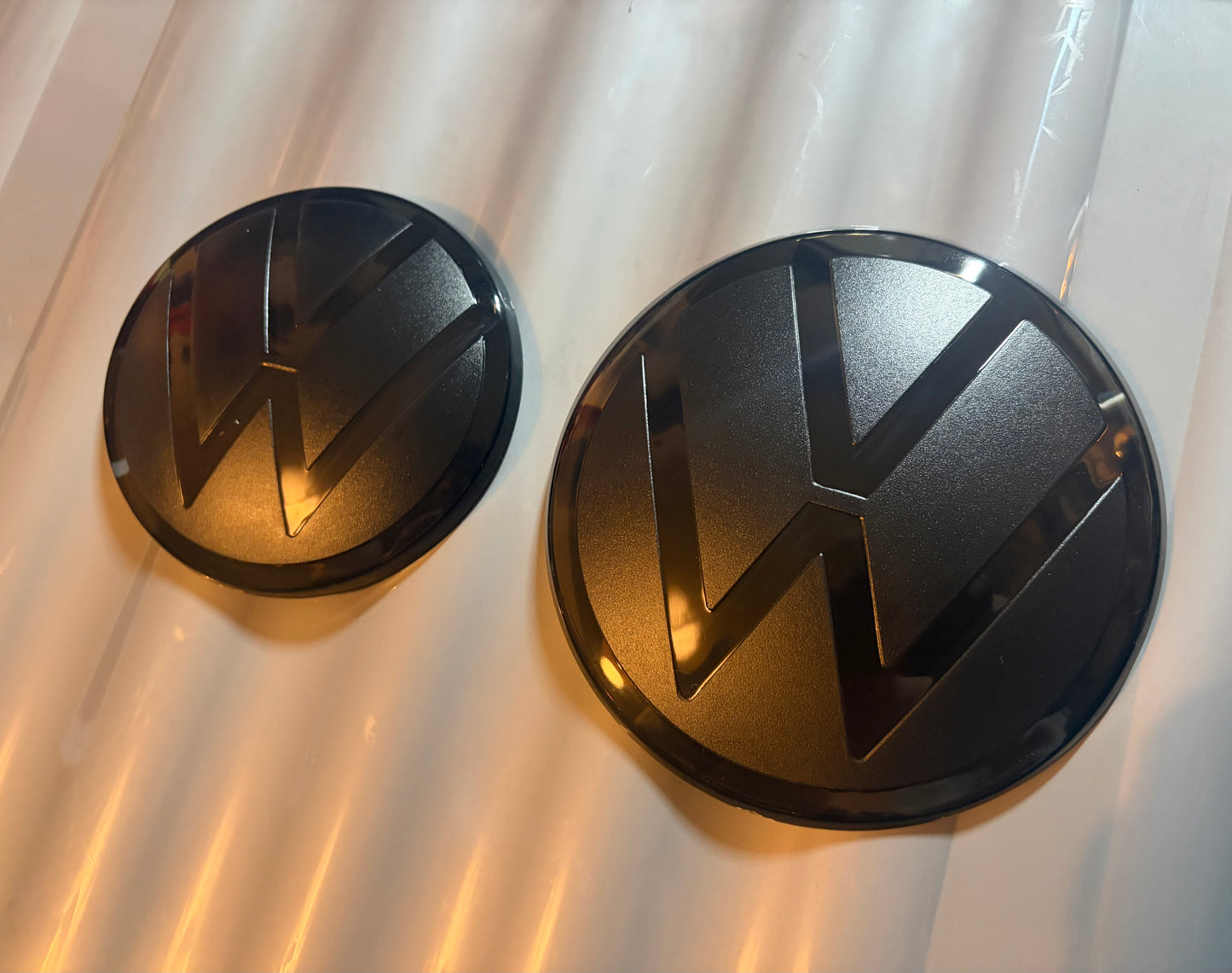 VW Caddy MK5 Smoked Badge Covers Stick-On Front & Rear Emblem Overlay Set (2020-Present)