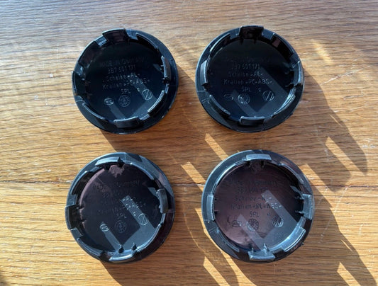 65mm Golf R Wheel Centre Caps Black Silver R Logo Scirocco R MK7 MK7.5 Set 4