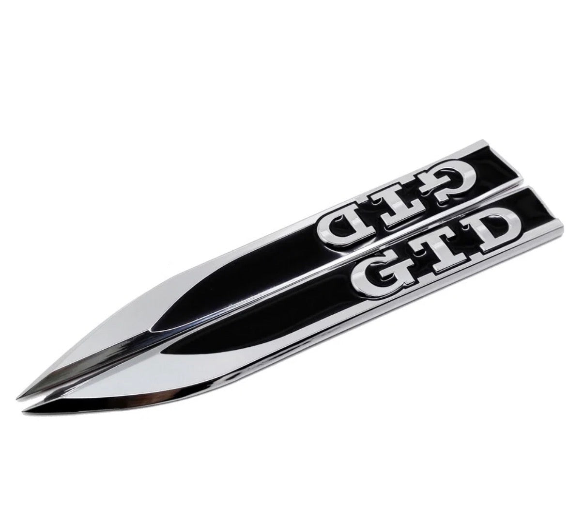 VW Golf MK7 MK7.5 GTD Black & Chrome Wing Badge Set x2 | Side Fender Emblems
