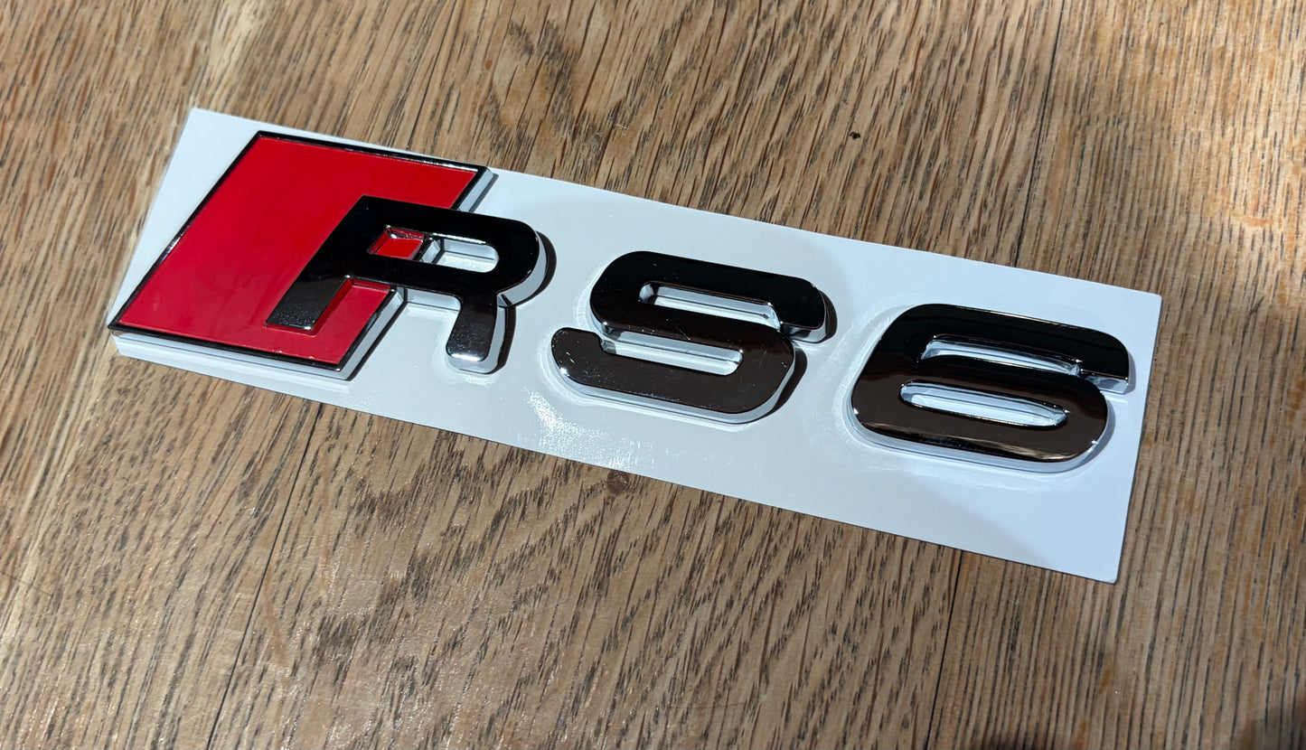 Audi RS6 Chrome Rear Boot Badge Emblem | Replacement Lettering | C6 C7 C8 2008–Present