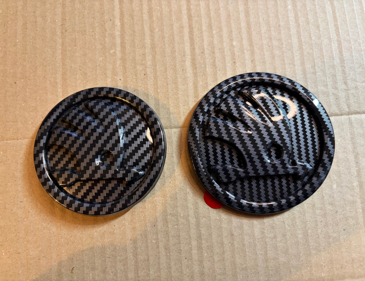 Skoda 80mm 90mm Front & Rear Badges Carbon Pattern Fabia Octavia Superb Yeti Rapid Kodiaq Karoq Citigo