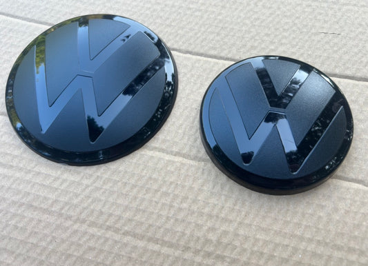 Volkswagen Golf MK8 MK8.5 Smoked Black Badge Covers – Front & Rear Emblem Overlay Set ACC Compatible