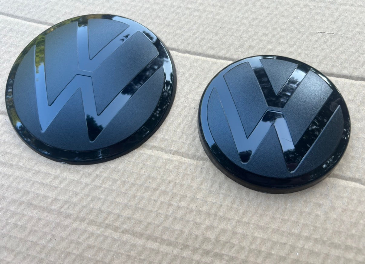 VW Polo MK6 (2017–2021) Smoked & Gloss Black Badge Overlay Covers Front & Rear Emblem Styling Set