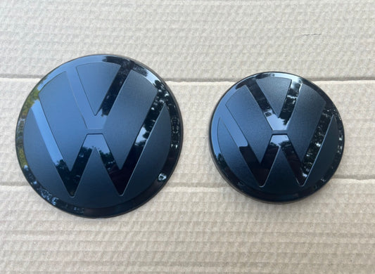 Volkswagen Golf MK8 MK8.5 Smoked Black Badge Covers – Front & Rear Emblem Overlay Set ACC Compatible
