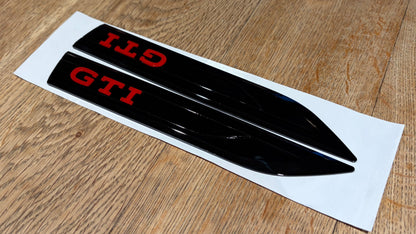 VW Golf MK8 / MK8.5 GTI Side Wing Badges – Gloss Black & Red (Pair)