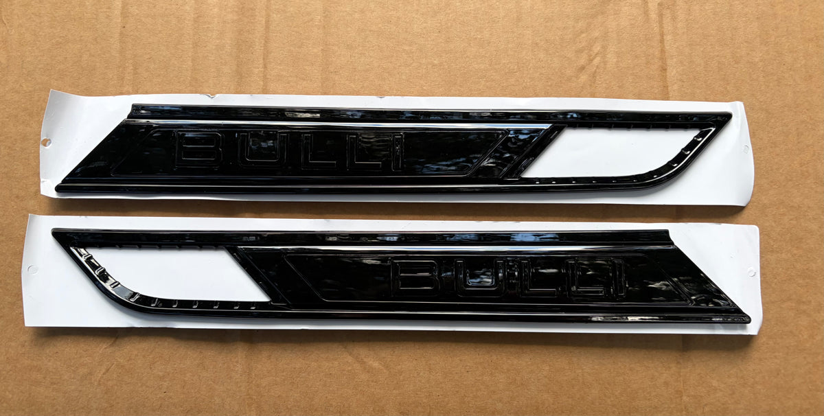 VW Transporter T6.1 Bulli Front Wing Badges Left & Right Gloss Black 2019-2024