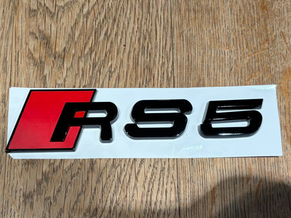Audi RS5 Gloss Black Rear Boot Badge Emblem | Replacement | B8 B8.5 F5 (8T 8W) 2010–Present