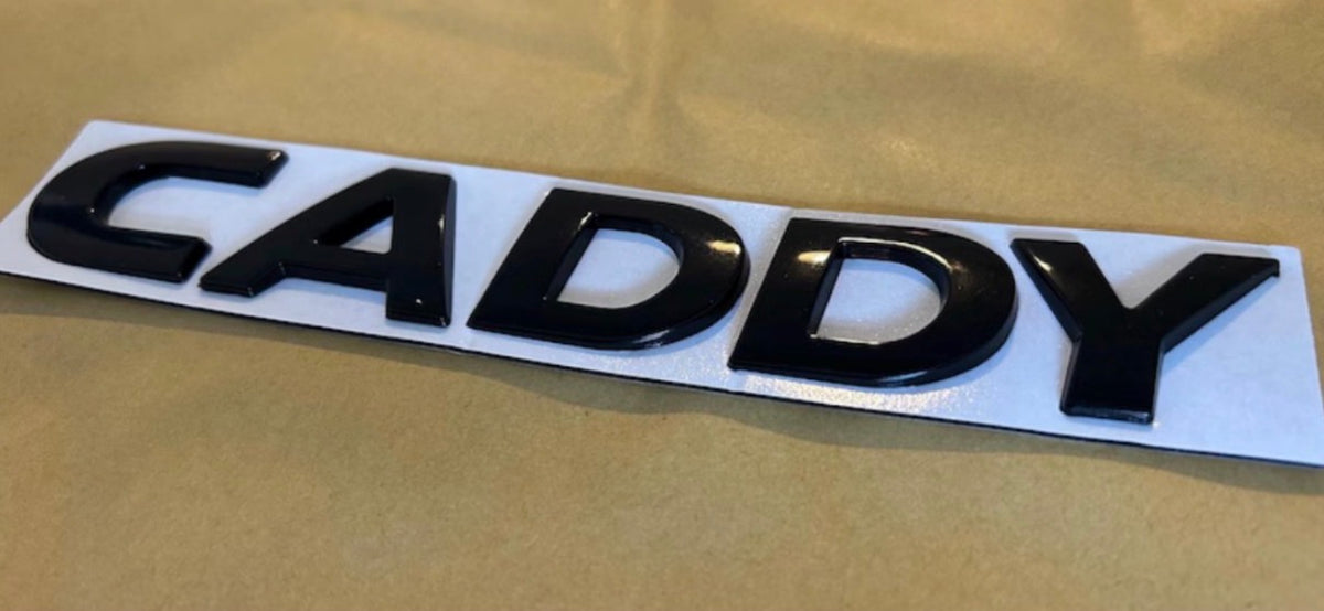 VW Caddy Mk4 Gloss Black Front & Rear Badge Set with Caddy Text (2015–2020)