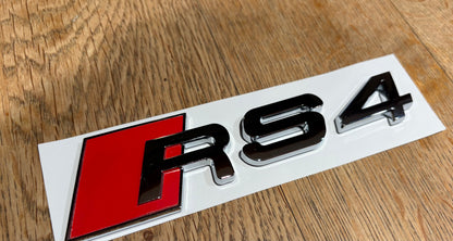 Audi RS4 Chrome Rear Boot Badge Emblem | Replacement Lettering | B7 B8 B9 (8E 8K 8W) 2006–Present