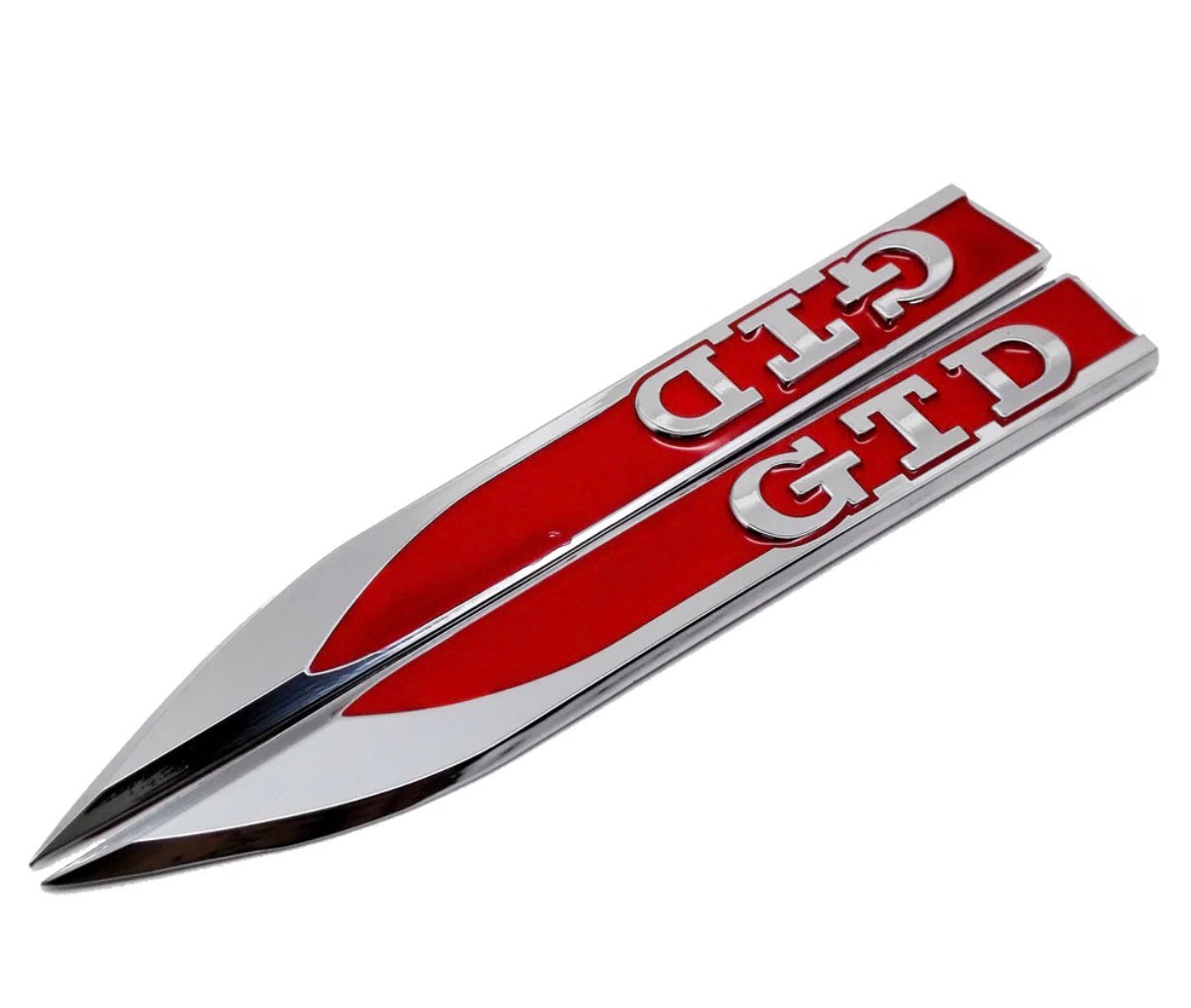 VW Golf MK7 MK7.5 GTD Red & Chrome Wing Badge Set x2 | Side Fender Emblems