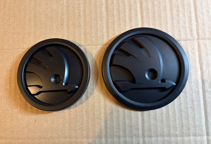 Skoda Front & Rear Badge Set 80mm 90mm Matt Black Emblems Octavia Fabia Superb Kodiaq Karoq Yeti Scala Kamiq