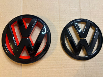 Polo 6R Red & Gloss Black Front Rear Badge Set 2009-2014 GTI TSI TDI Emblems