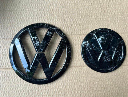 VW Transporter T6 T6.1 Gloss Black Front & Rear Badge Set