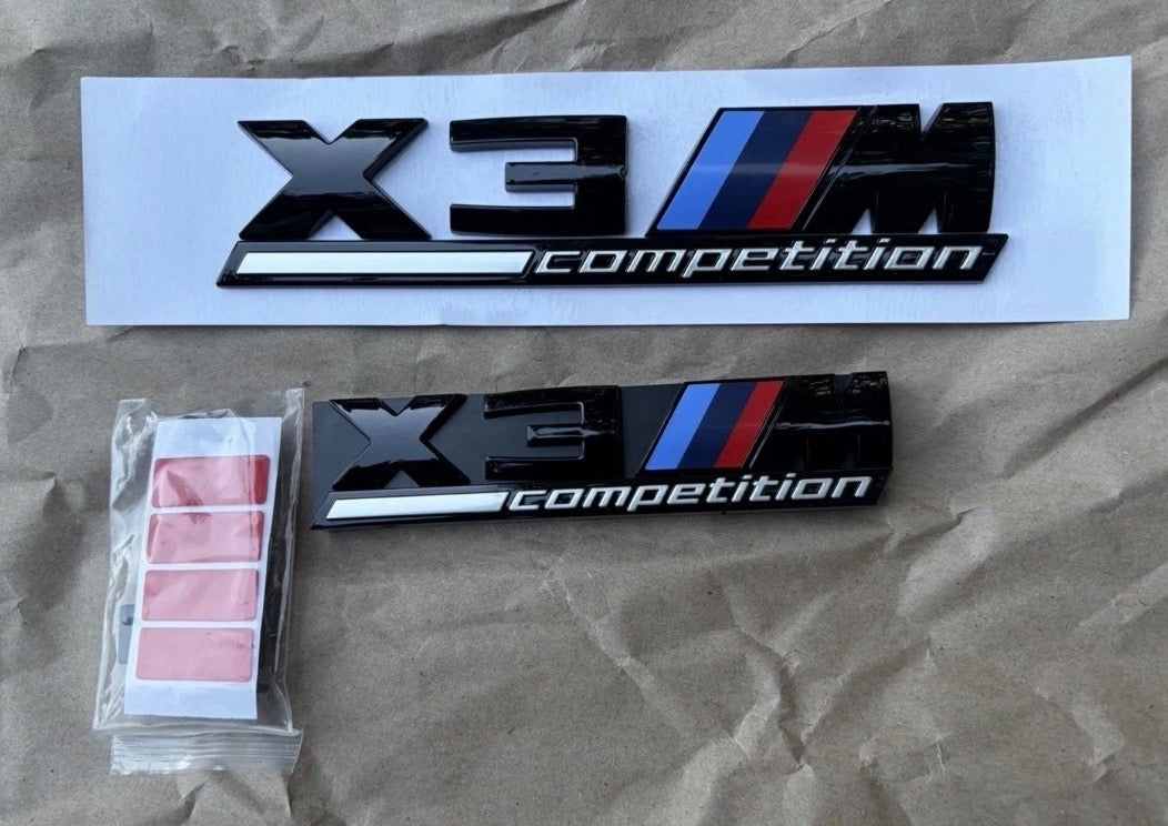 X3M Competition Badge Set Gloss Black Front Rear F97 2018+ SUV Performance Styling