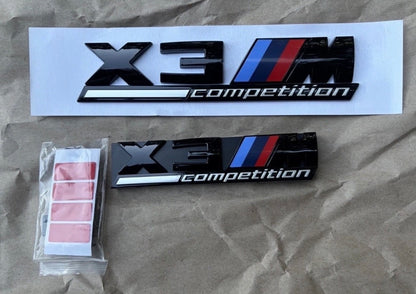 X3M Competition Badge Set Gloss Black Front Rear F97 2018+ SUV Performance Styling