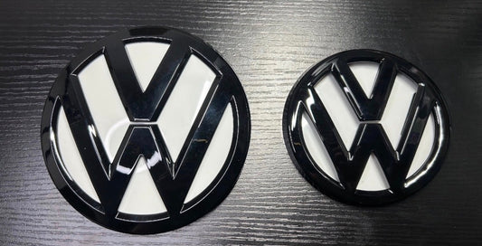 VW Golf MK7.5 Non-ACC Front & Rear Badges White & Gloss Black Emblems