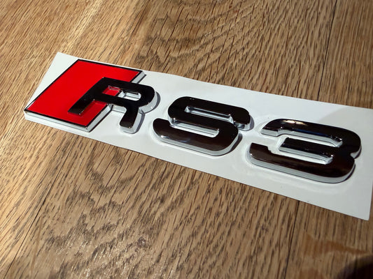 Audi RS3 Chrome Rear Boot Badge Emblem | Replacement Lettering | 8V 8Y 2013–Present