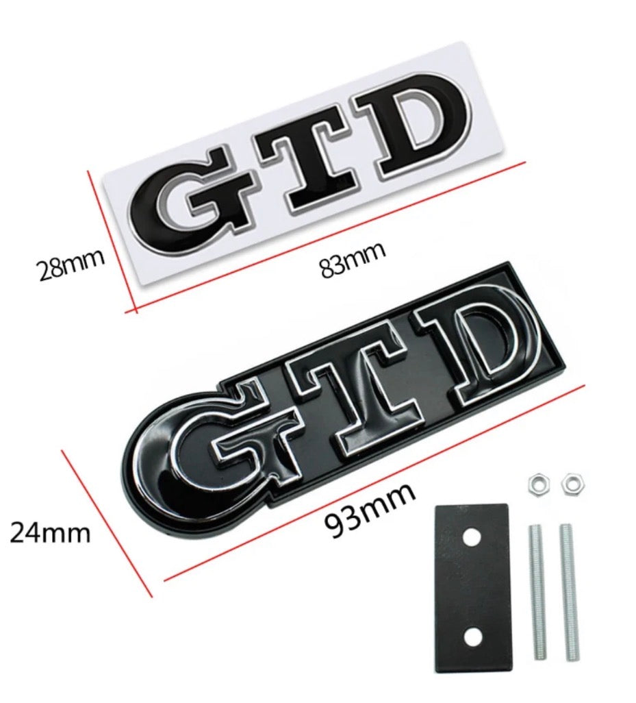 VW Golf MK6 GTD Front & Rear Gloss Black Badge Set OEM Style Emblems