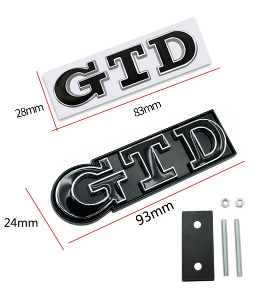 VW Golf MK6 GTD Front & Rear Gloss Black Badge Set OEM Style Emblems
