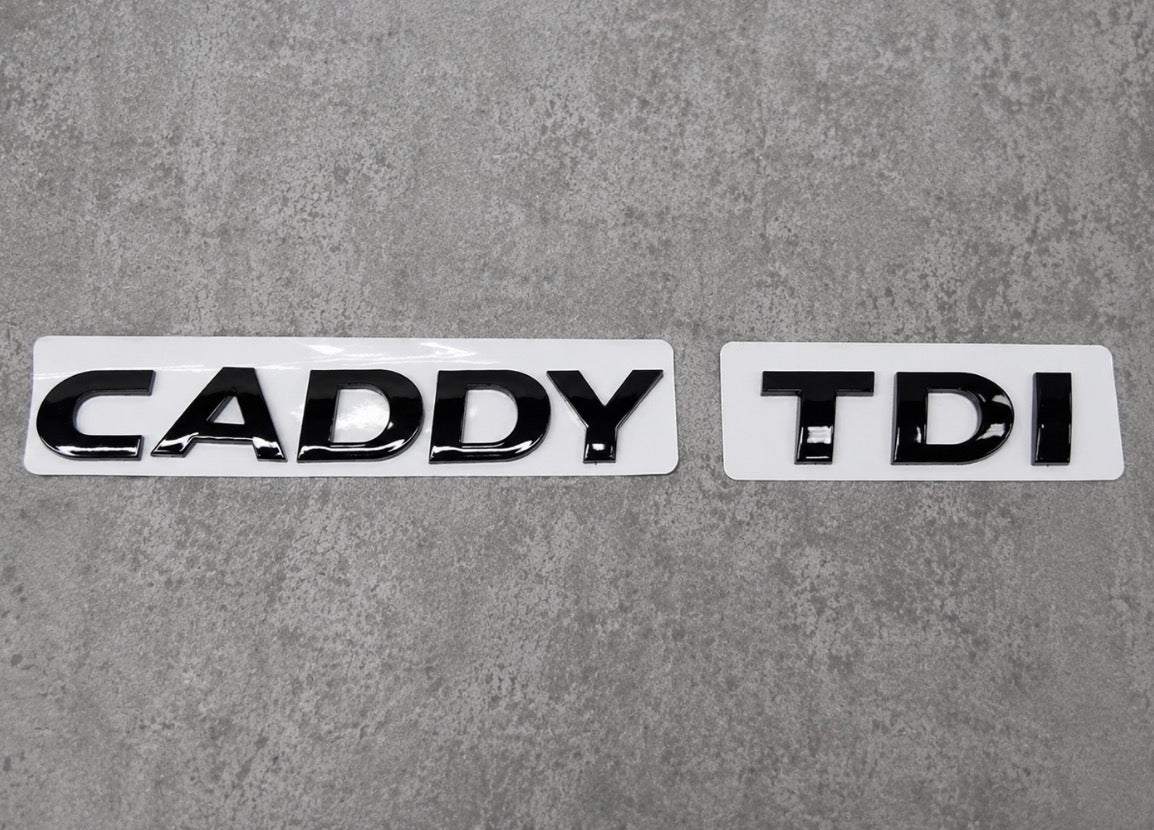 VW Caddy MK3 MK4 Gloss Black Caddy + TDI Text Badges Emblems