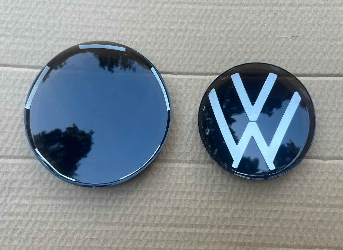 VW Polo MK6 (2017–2021) Smoked & Gloss Black Badge Overlay Covers Front & Rear Emblem Styling Set