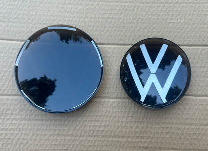 VW Polo MK6 (2017–2021) Smoked & Gloss Black Badge Overlay Covers Front & Rear Emblem Styling Set
