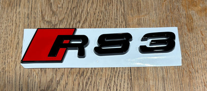 Audi RS3 Gloss Black Rear Boot Badge Emblem | Replacement Lettering | 8V 8Y 2013–Present