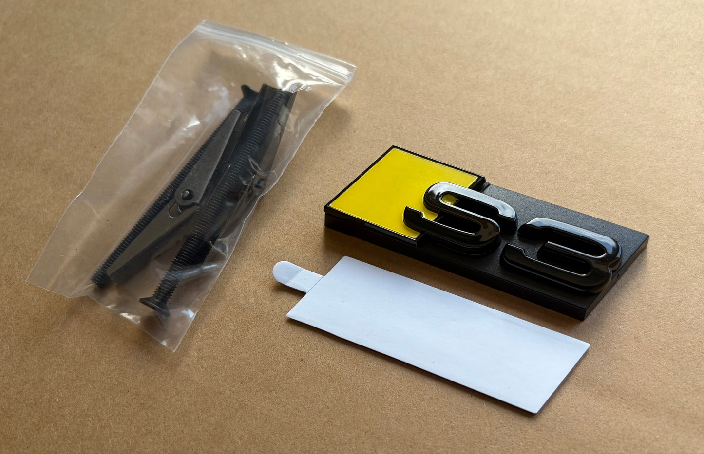Audi S3 Front Honeycomb Grill Badge Gloss Black & Yellow Emblem Fits 8P 8V A3 S3