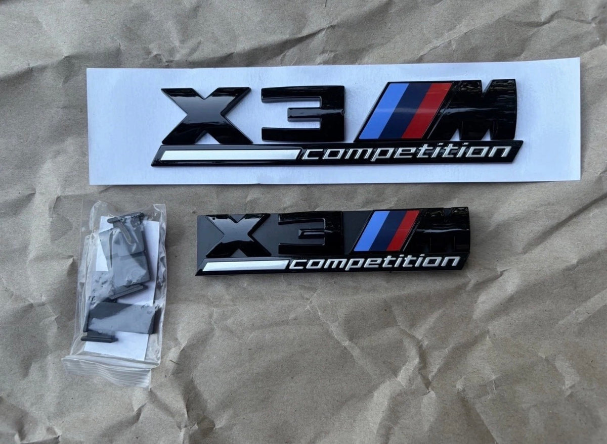 X3M Competition Badge Set Gloss Black Front Rear F97 2018+ SUV Performance Styling