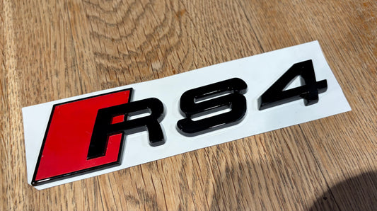 Audi RS4 Gloss Black Rear Boot Badge Emblem | Replacement Lettering | B7 B8 B9 2006–Present