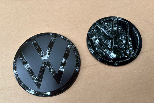 VW Caddy MK4 Gloss Black Rear Badge & Smoked Front ACC Compatible Badge Cover
