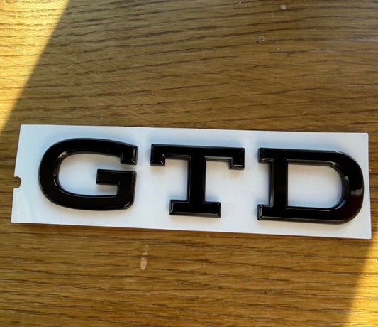 VW Golf MK8 MK8.5 GTD Rear Boot Badge Gloss Black GTD Emblem