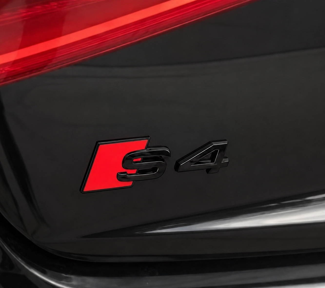 Audi S4 Gloss Black Rear Badge Emblem – Fits B5 B6 B7 B8 B8.5 B9 B9.5 (1997–2026)