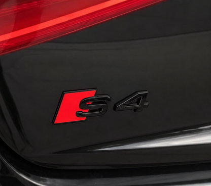 Audi S4 Gloss Black Rear Badge Emblem – Fits B5 B6 B7 B8 B8.5 B9 B9.5 (1997–2026)