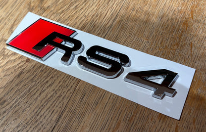 Audi RS4 Chrome Rear Boot Badge Emblem | Replacement Lettering | B7 B8 B9 (8E 8K 8W) 2006–Present