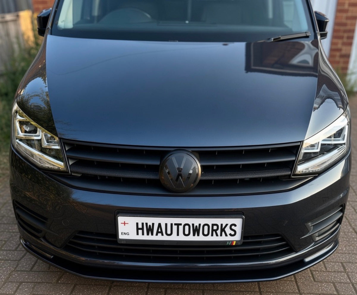 VW Caddy Mk4 ACC Front Badge Cover Smoked Gloss Black Radar Sensor Cover 2015-2020
