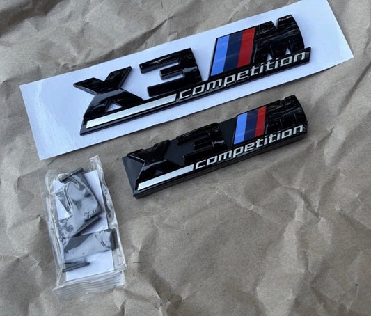 X3M Competition Badge Set Gloss Black Front Rear F97 2018+ SUV Performance Styling