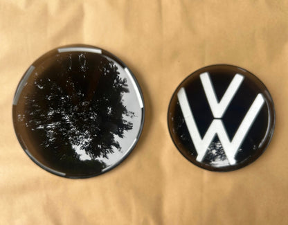 2021–2024 VW Polo Smoked Black Front & Rear Badges ACC Compatible