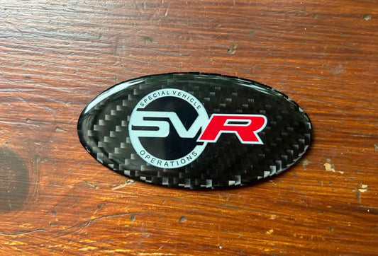 Range Rover SVR Carbon Style Front or Rear Badge Emblem Gloss Black Carbon Look
