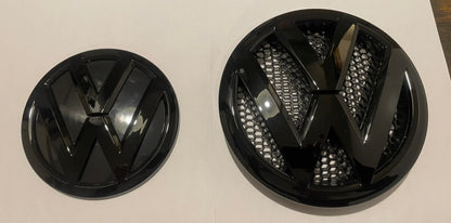 VW Transporter T5 T5.1 Gloss Black Front & Rear Badge Set
