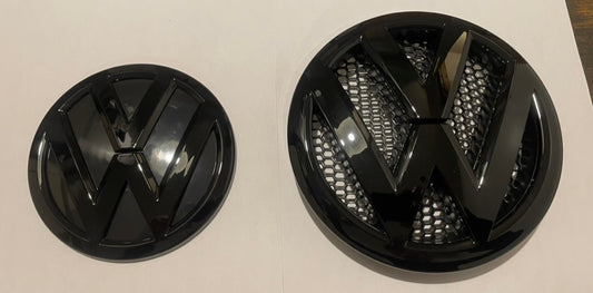 VW Transporter T5 T5.1 Gloss Black Front & Rear Badge Set