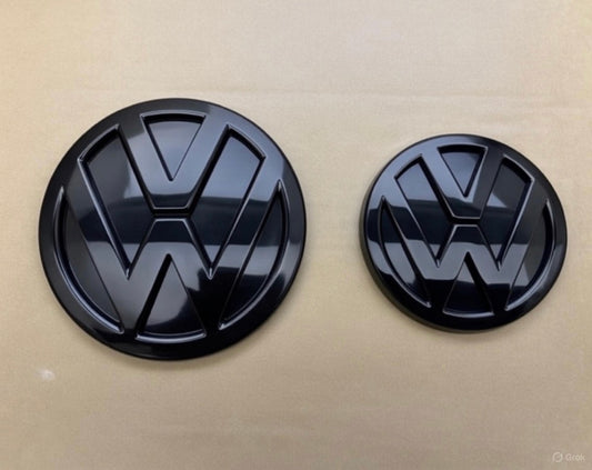 Volkswagen Polo 6C Front & Rear Badges Gloss Black Emblem Set 2014-2017