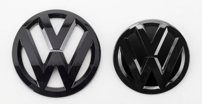 Volkswagen Polo 6R Front & Rear Badges Gloss Black Emblem Set 2009-2014