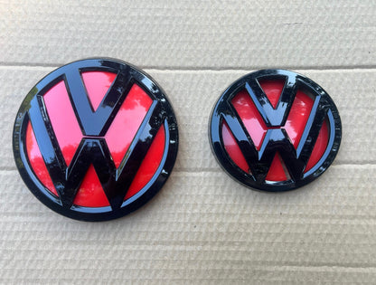 VW Golf MK7.5 Non-ACC Gloss Black & Red Front & Rear Emblems Badges