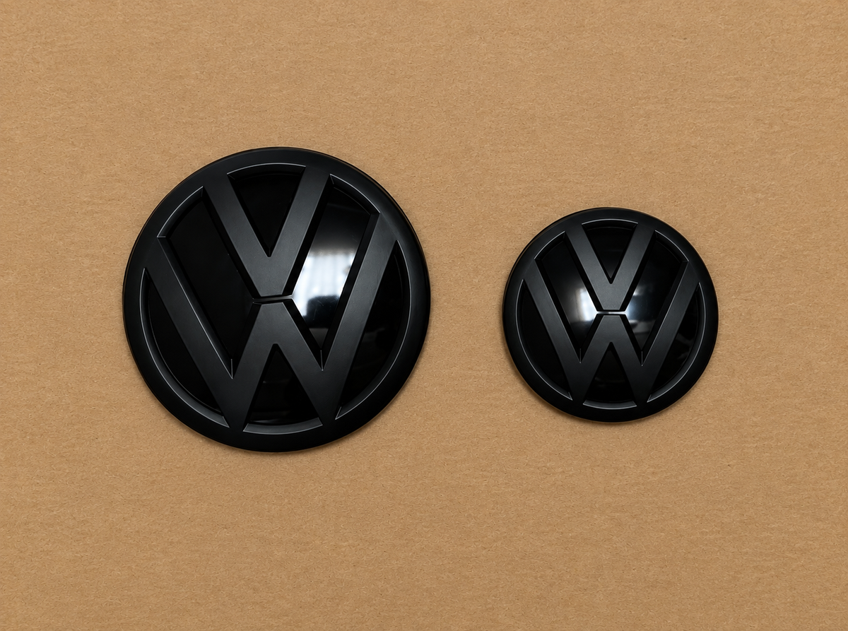 VW Polo 6C Gloss & Matt Black Front & Rear Badge Set 2014-2017 All Models